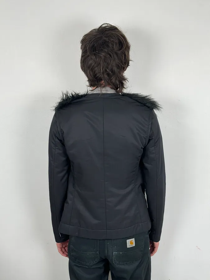 2000s Gianfranco Ferré Black Faux Fur Zip-up Jacket - Image 3