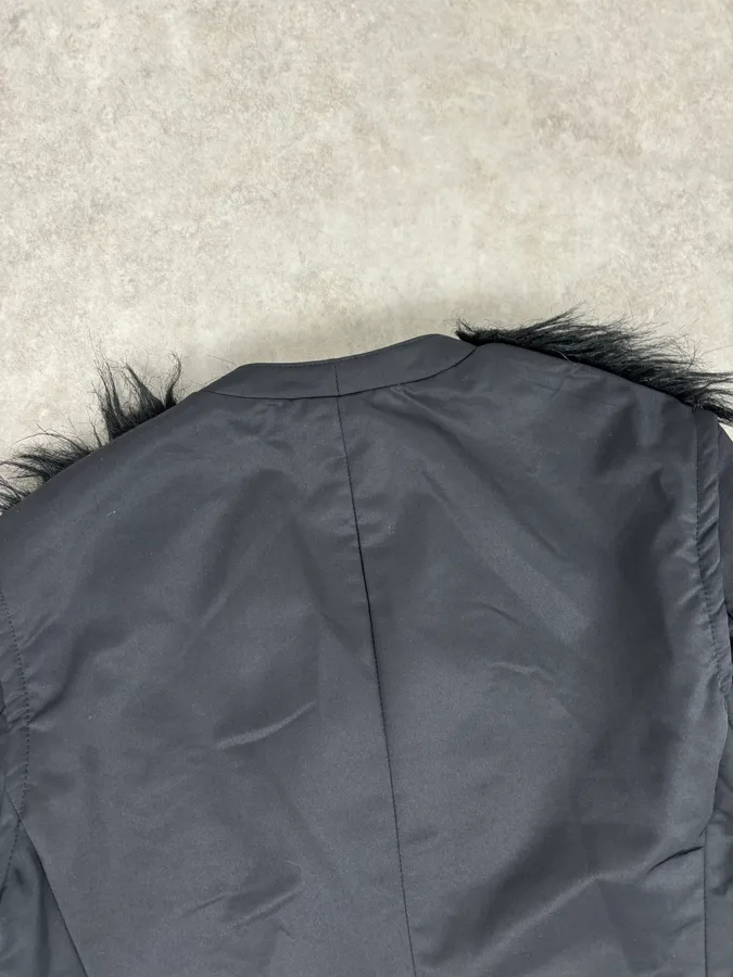 2000s Gianfranco Ferré Black Faux Fur Zip-up Jacket - Image 6