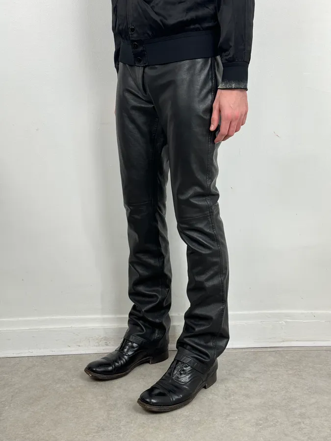 2000s Gianfranco Ferré Black Leather Pants - Image 2
