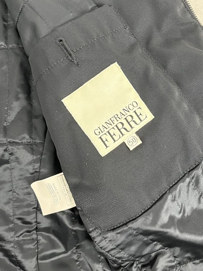 2000s Gianfranco Ferré Black Nylon & Leather Bomber Jacket - Image 10
