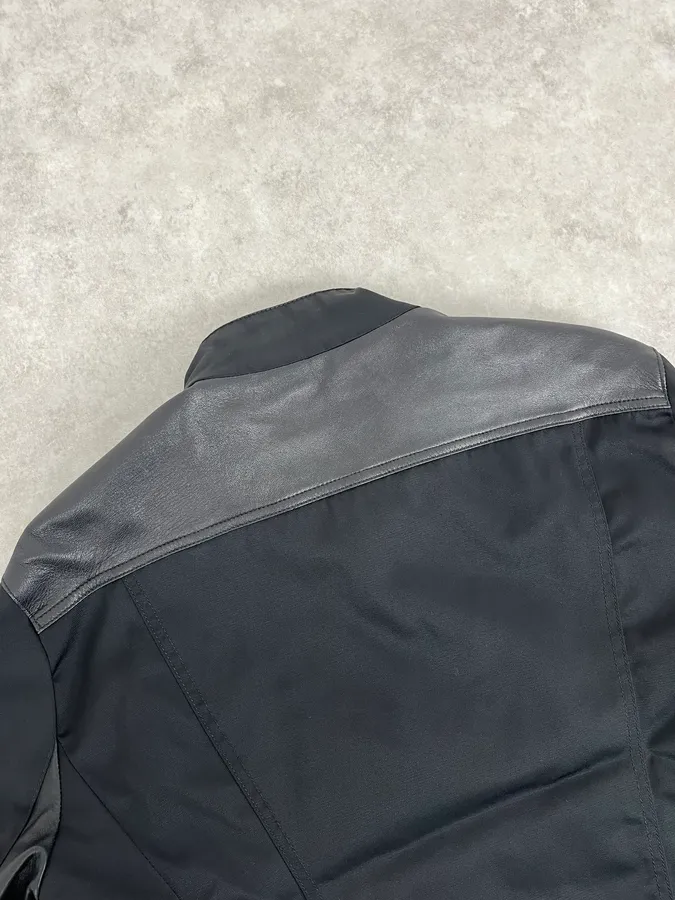 2000s Gianfranco Ferré Black Nylon & Leather Bomber Jacket - Image 7