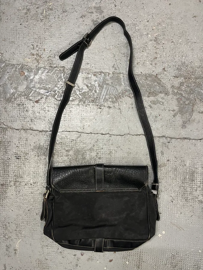 2000s Gianfranco Ferré Brown Crocodile Leather Canva Shoulder Bag - Image 7