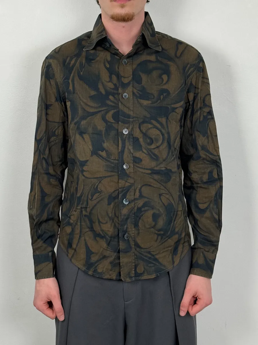 2000s Gianfranco Ferré Brown Floral Print Shirt - Image 2