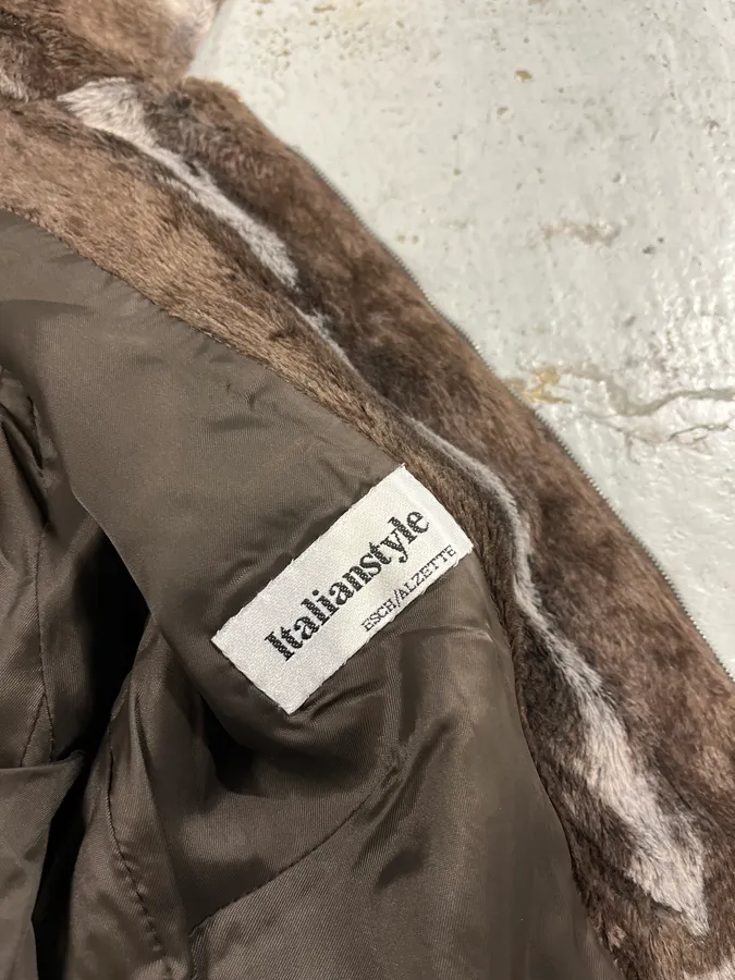 2000s Gianfranco Ferré Brown & Grey Faux Fur Jacket - Image 10
