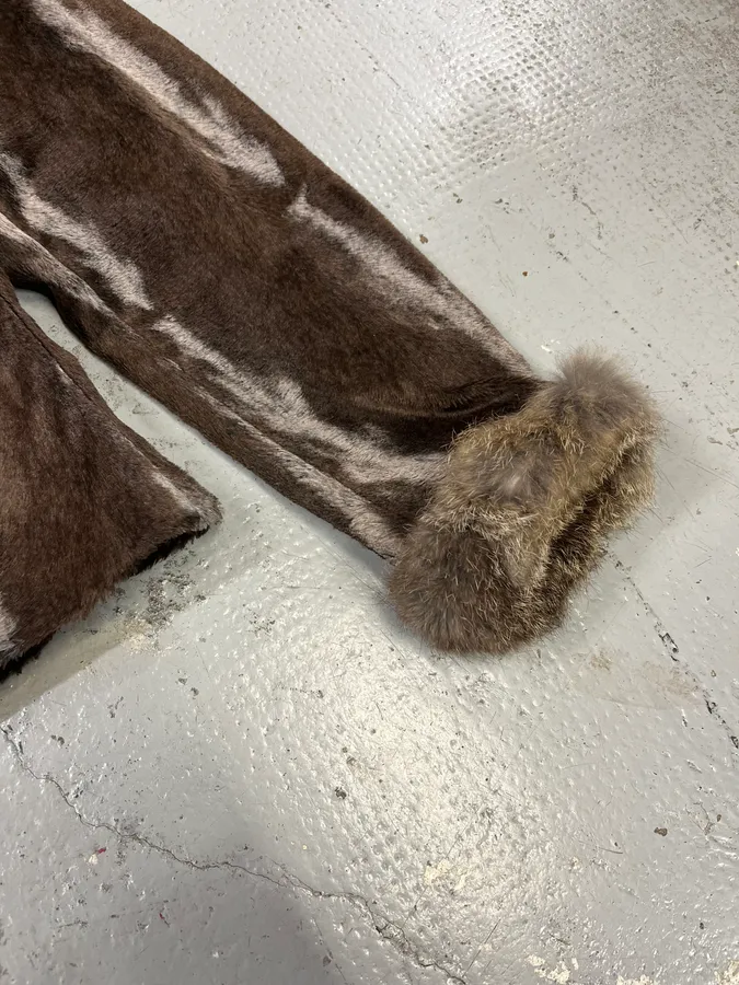 2000s Gianfranco Ferré Brown & Grey Faux Fur Jacket - Image 6