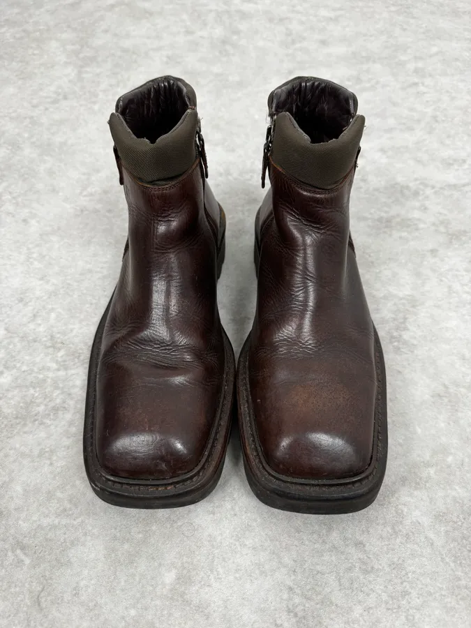 2000s Gianfranco Ferré Brown Leather Army Boots - Image 2