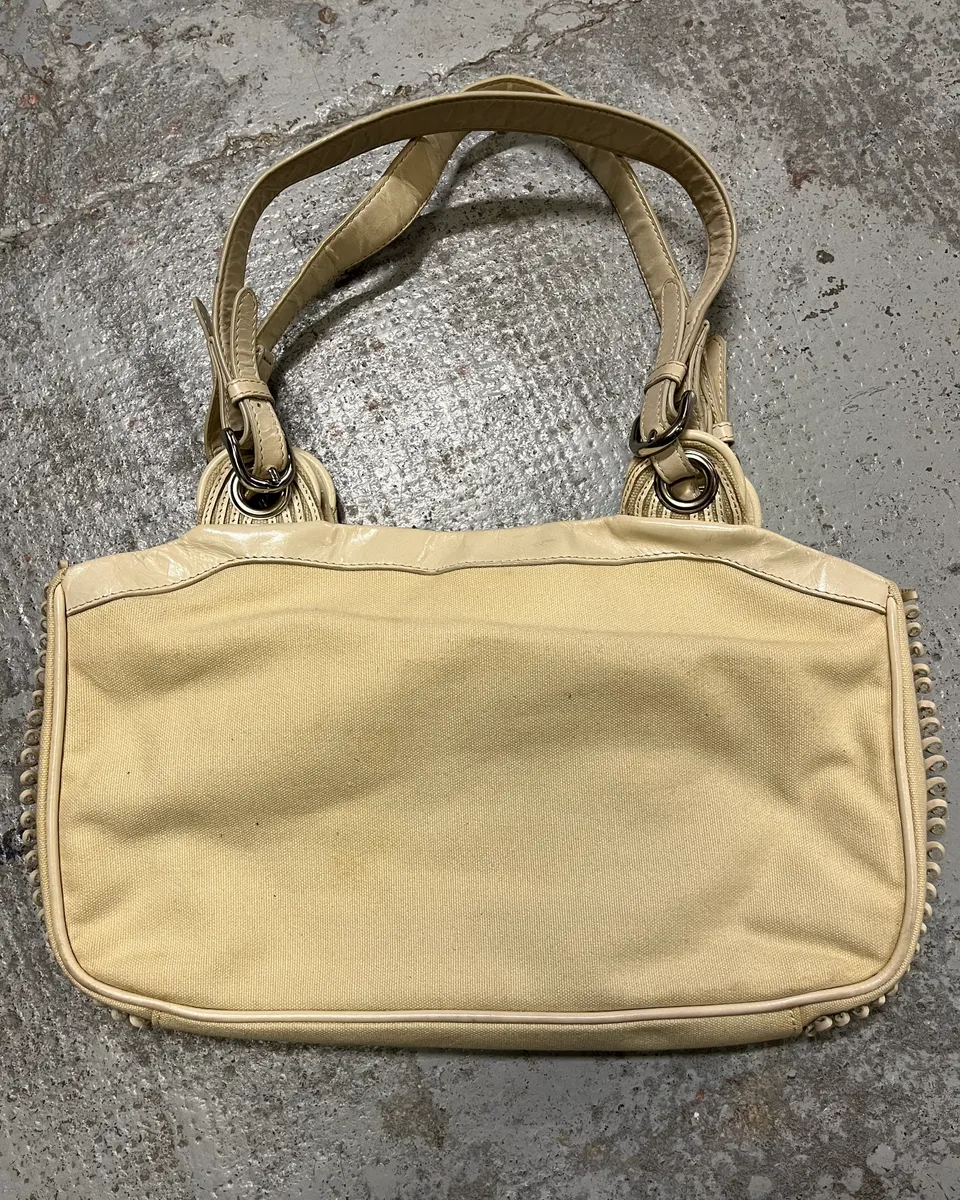 2000s Gianfranco Ferré Cream Beaded Embellished Handle Bag - Image 7