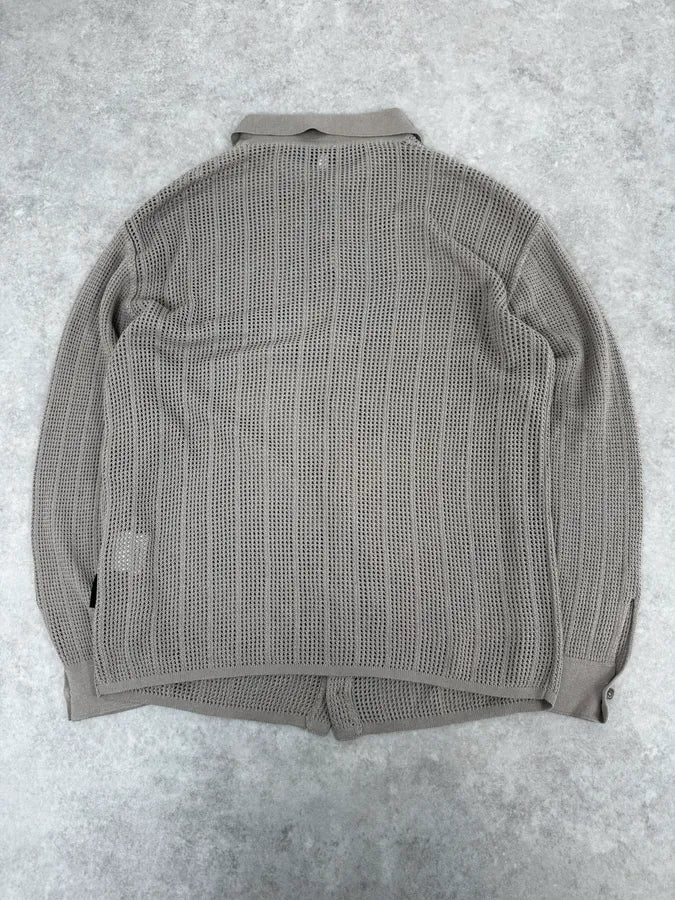 2000s Gianfranco Ferré Perfored Cozy Beige Cardigan Sweater - Image 4