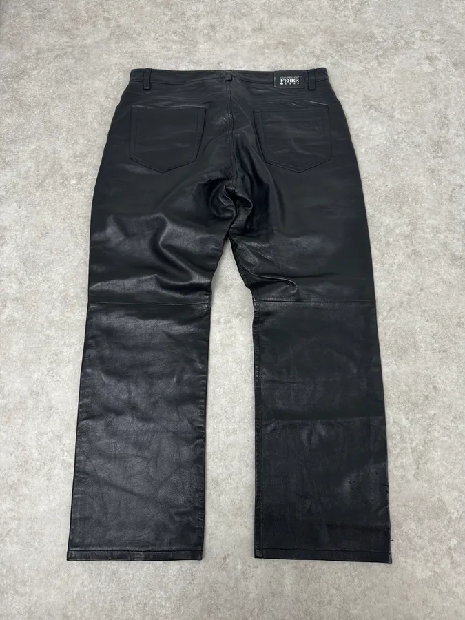 2000s Gianfranco Ferré Premium Black Biker Leather Pants - Image 5