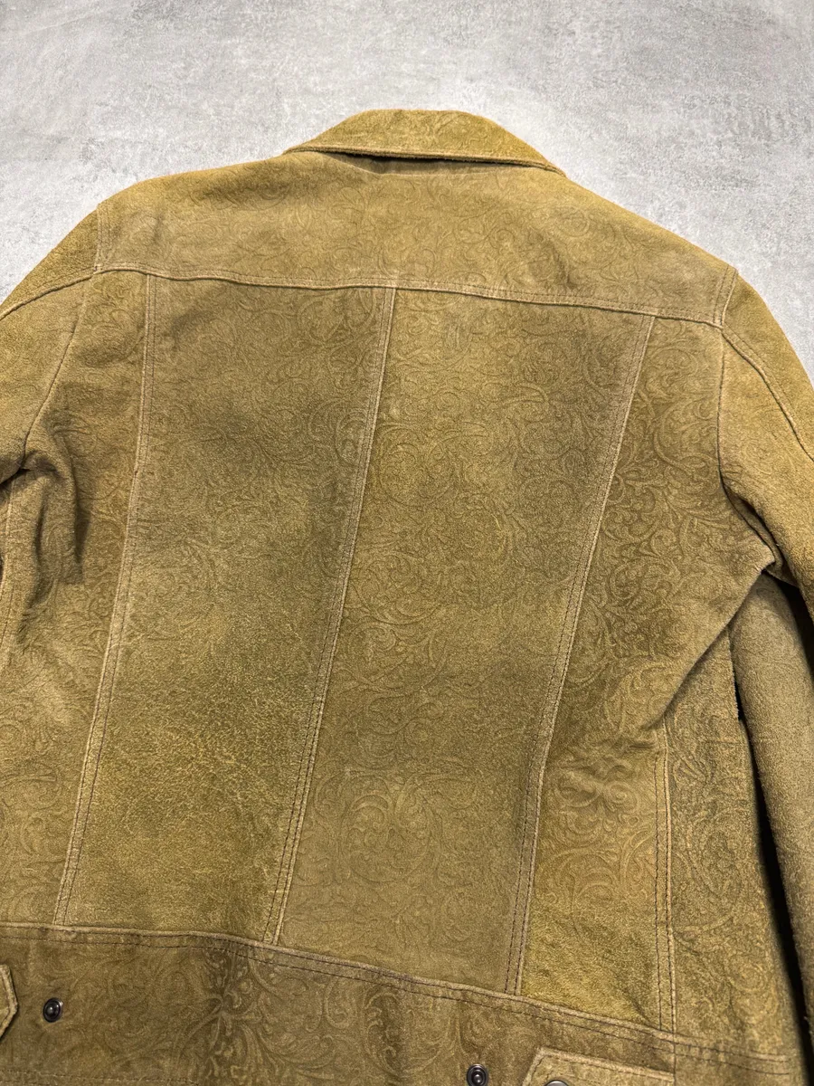2000s Gianfranco Ferré Prestige Patern Suede Leather Jacket - Image 6