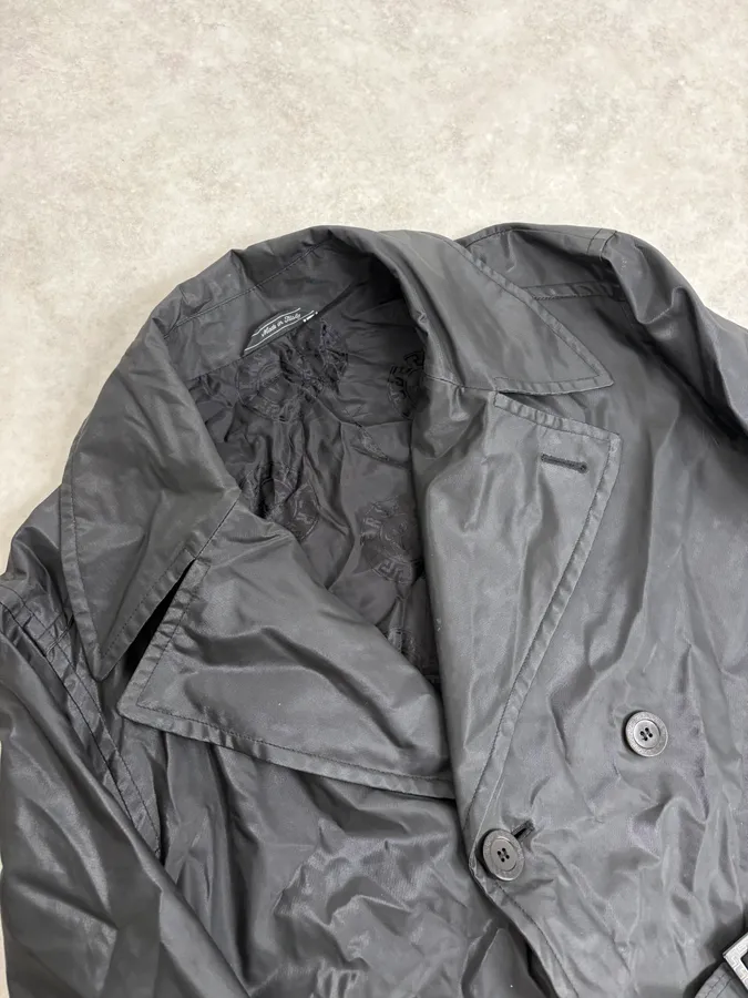 2000s Gianni Versace Black Classy Premium Belted Trench Coat - Image 5