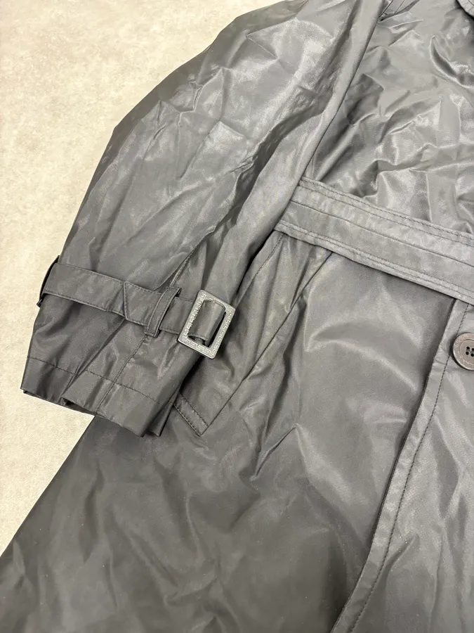 2000s Gianni Versace Black Classy Premium Belted Trench Coat - Image 8