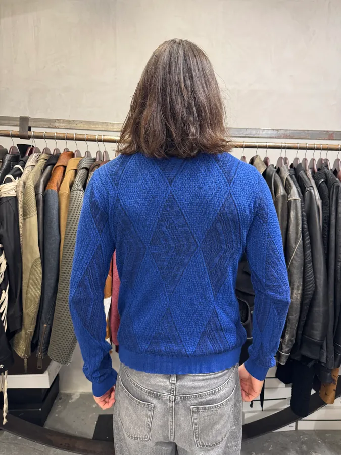 2000s Gianni Versace Losange Blue Sweater - Image 3