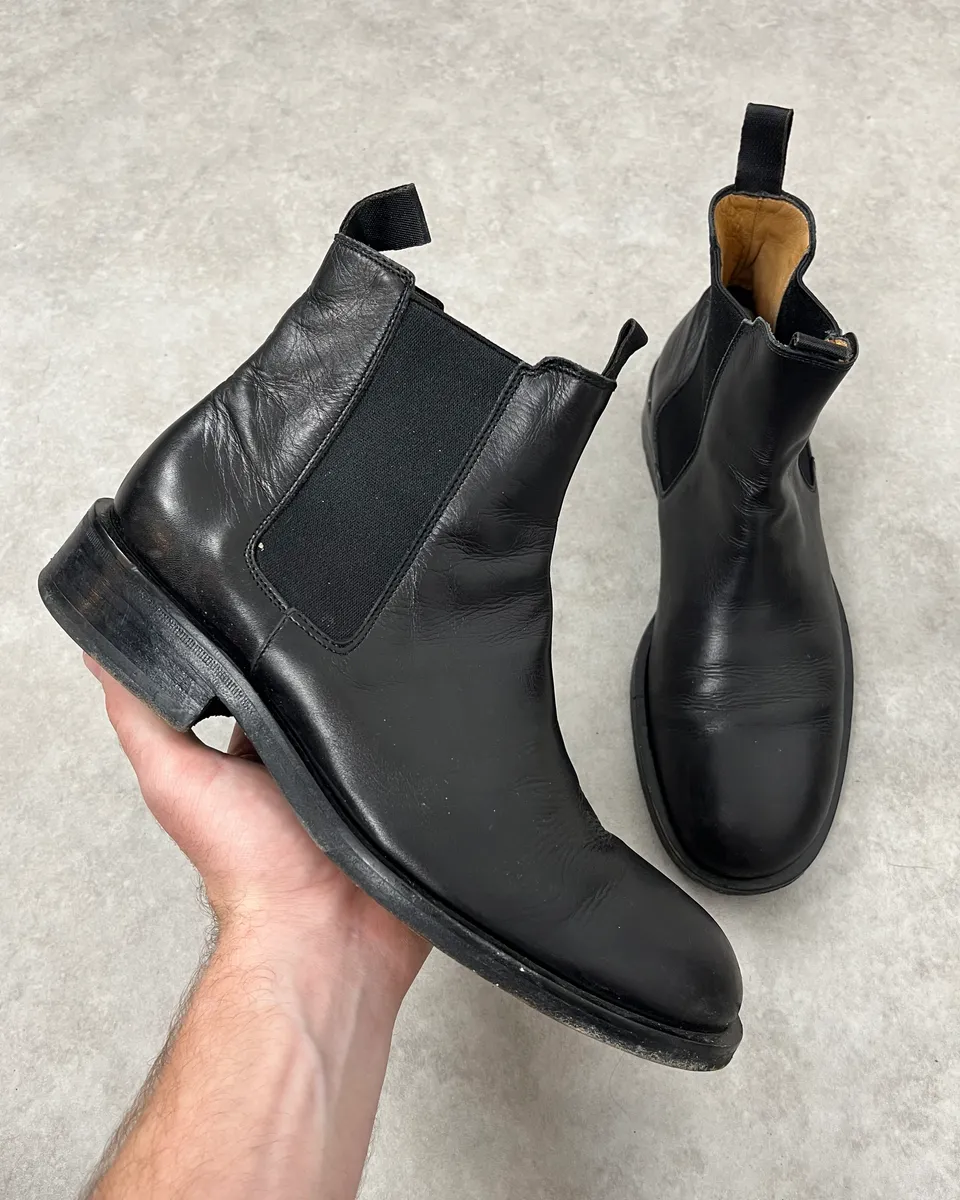 2000s Giorgio Armani Black Leather Ankle Boots