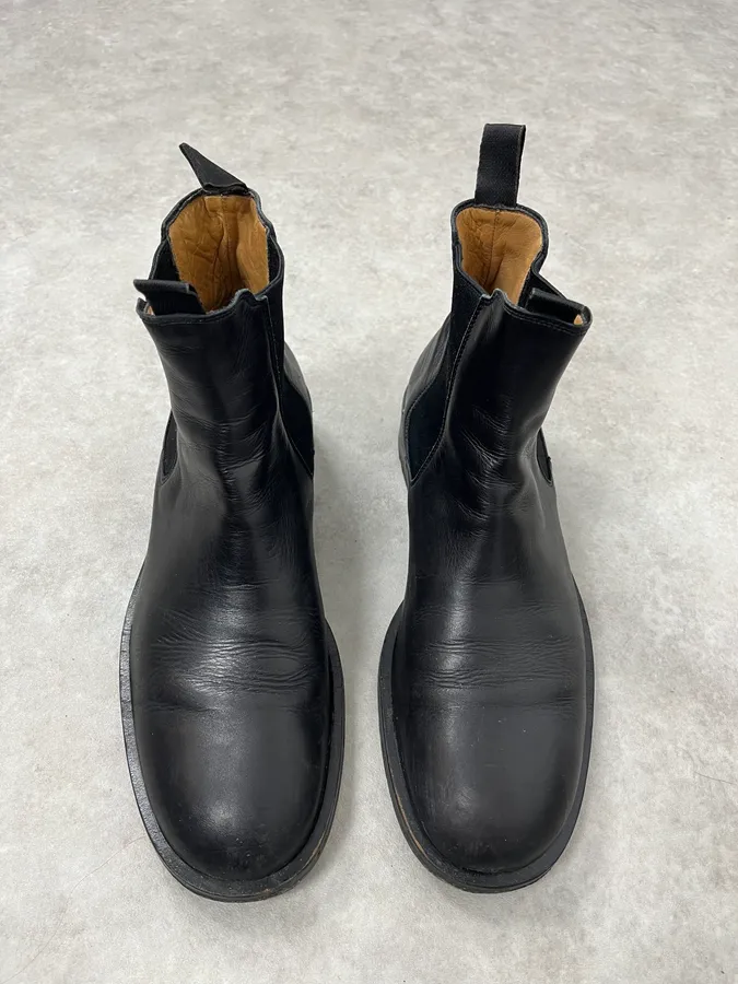2000s Giorgio Armani Black Leather Ankle Boots - Image 2