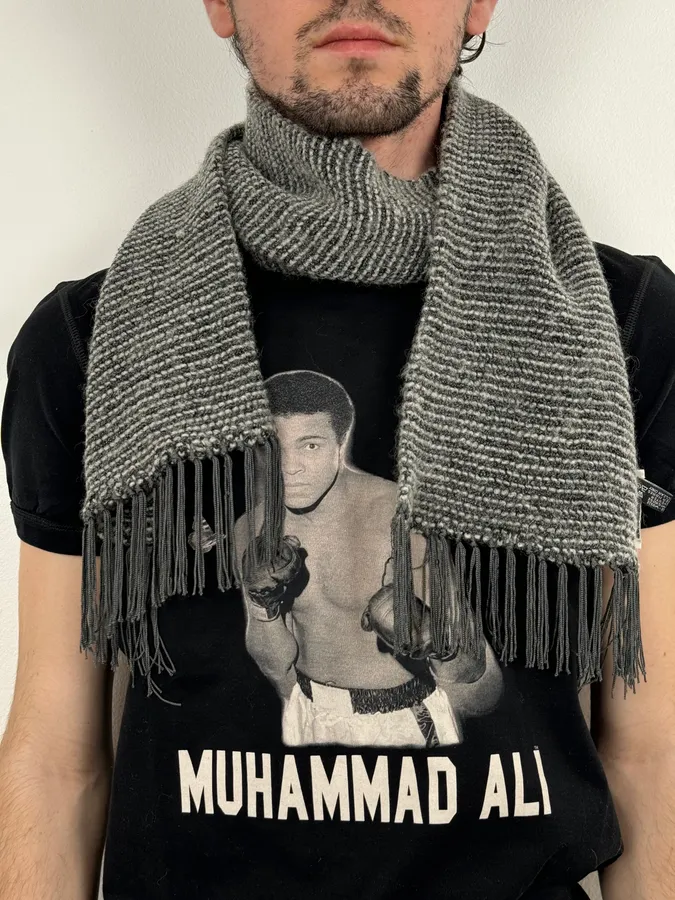 2000s Giorgio Armani Grey Cozy Scarf - Image 2