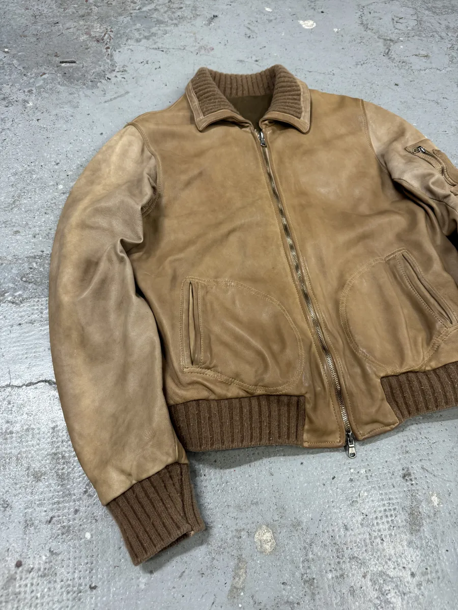 2000s Giorgio Brato Beige Camel Leather Jacket - Image 7