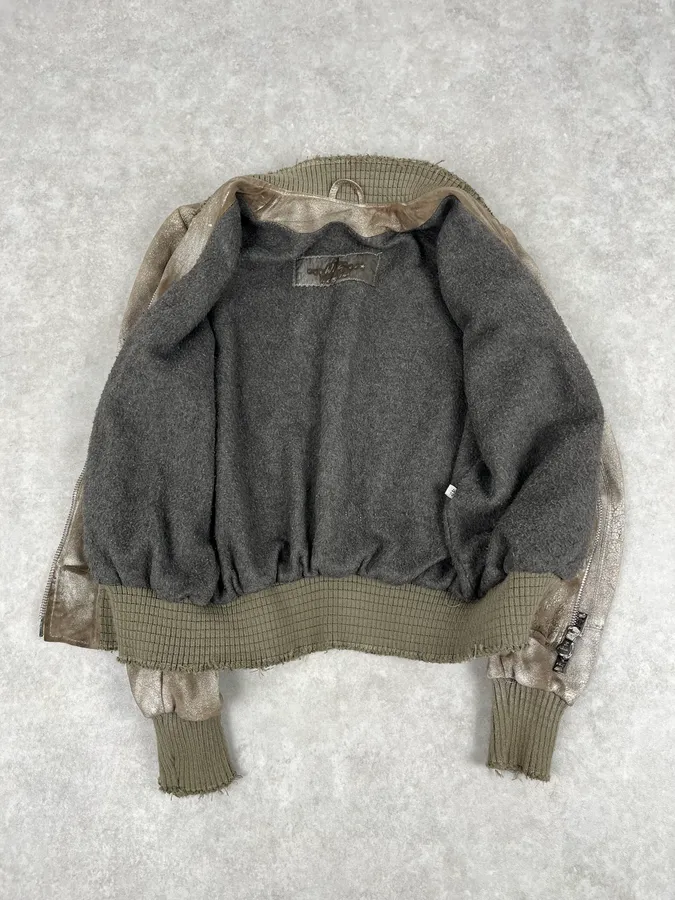 2000s Giorgio Brato Beige Suede Washed Bomber Jacket - Image 8