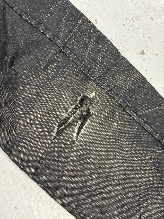 2000s Giorgio Brato Black Faded Distressed Leather Bomber Jacket - Image 10