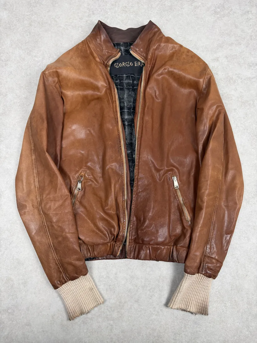 2000s Giorgio Brato Brown Leather Jacket