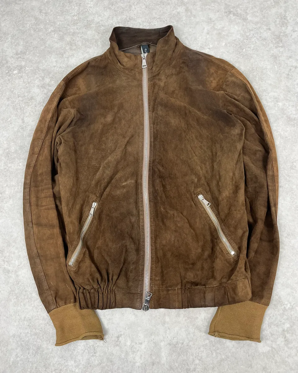 2000s Giorgio Brato Brown Suede Leather Zip-up Jacket