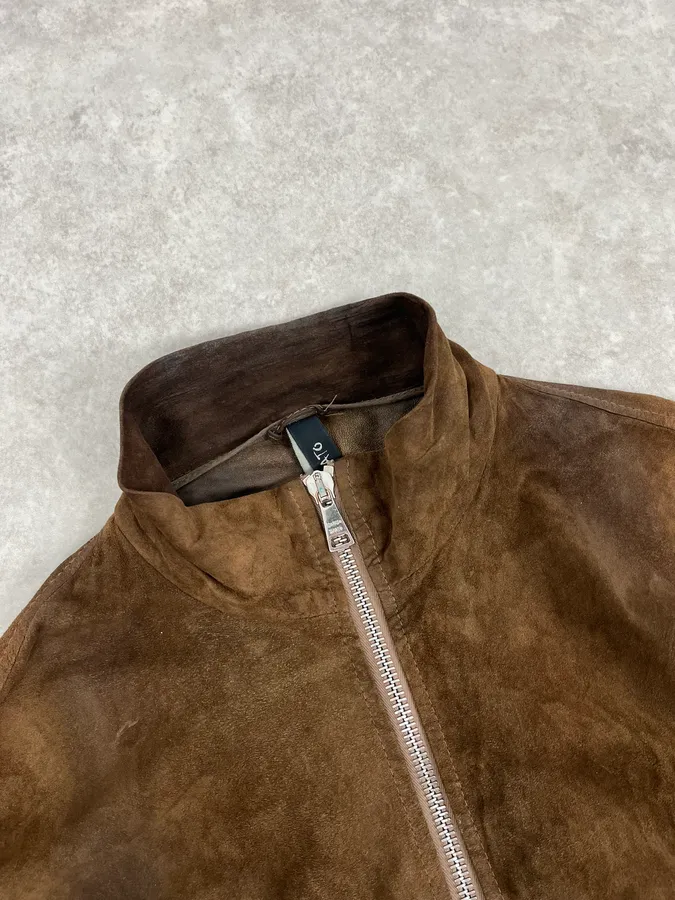 2000s Giorgio Brato Brown Suede Leather Zip-up Jacket - Image 5