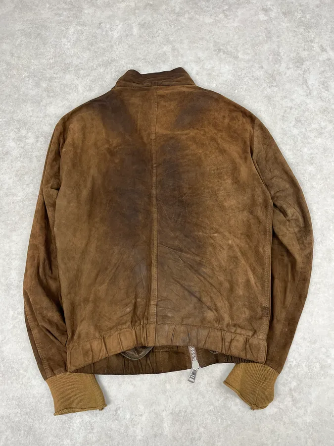 2000s Giorgio Brato Brown Suede Leather Zip-up Jacket - Image 7