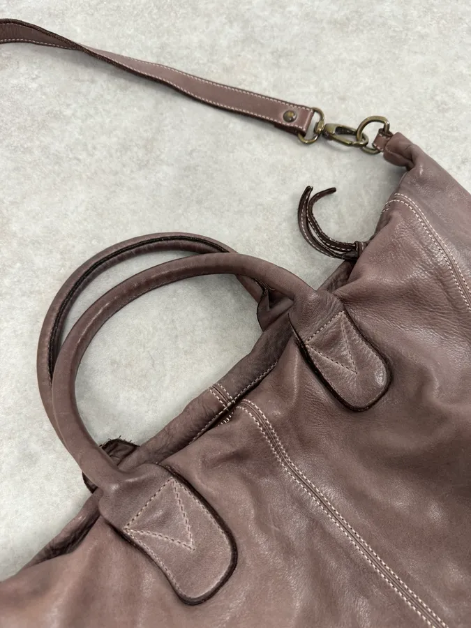 2000s Giorgio Brato Brut Grey Leather Daily Bag - Image 4