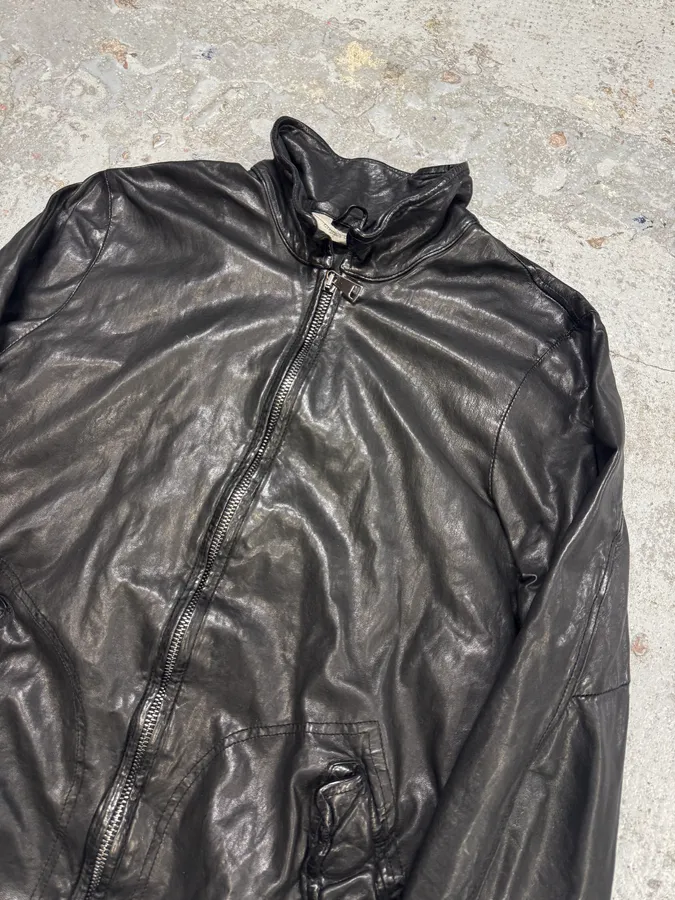 2000s Giorgio Brato Rockstar Organic Black Leather Jacket - Image 4