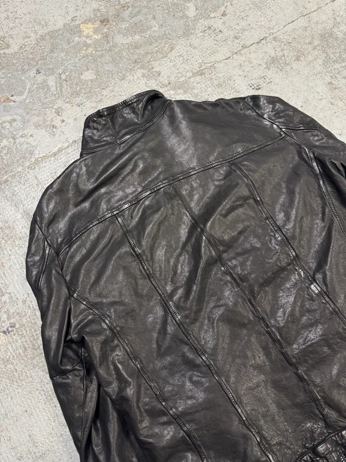 2000s Giorgio Brato Rockstar Organic Black Leather Jacket - Image 5