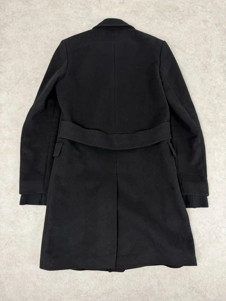2000s Givenchy Black Asymmetrical Buttoned Wool Trench Coat - Image 4