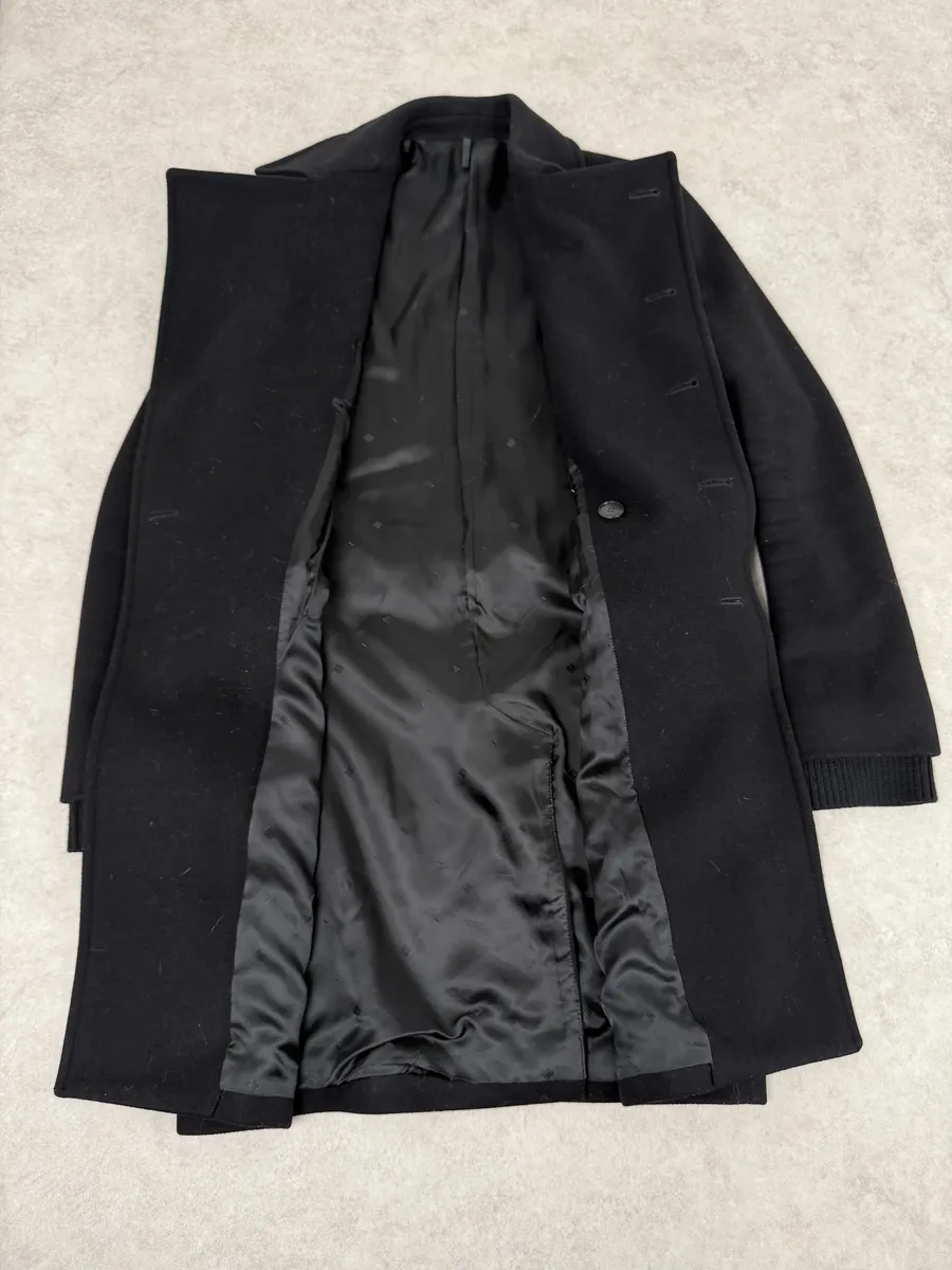 2000s Givenchy Black Asymmetrical Buttoned Wool Trench Coat - Image 6