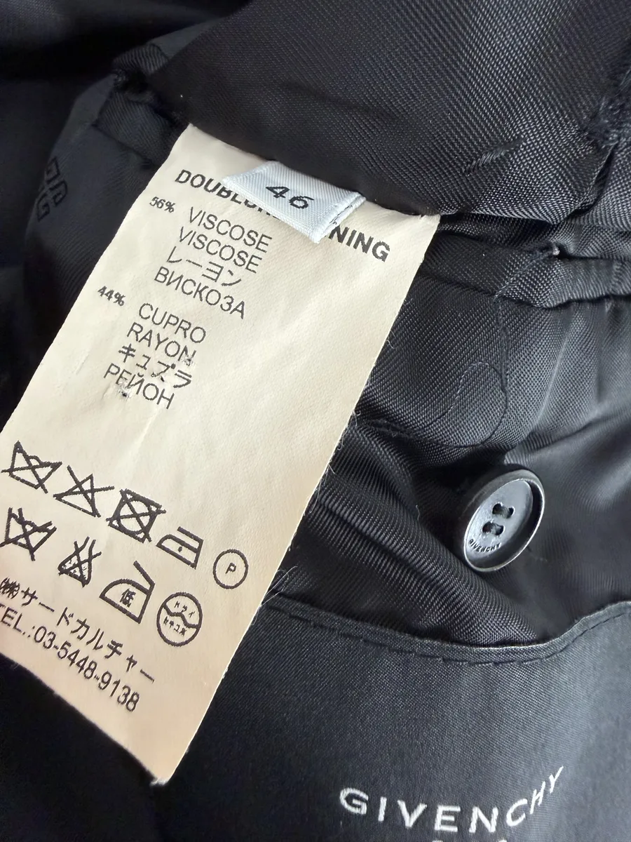 2000s Givenchy Black Asymmetrical Buttoned Wool Trench Coat - Image 9