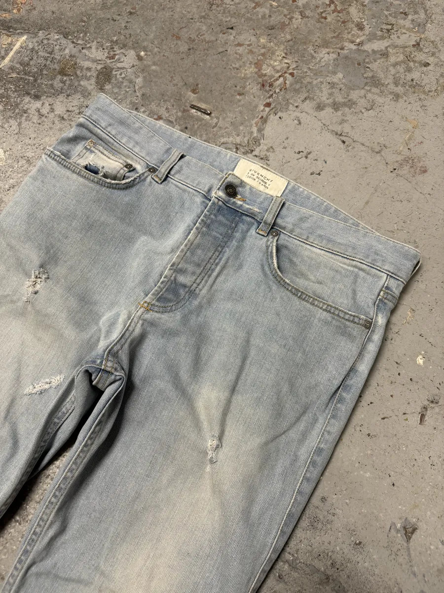 2000s Givenchy Blue Distressed Slim Denim Jeans - Image 10