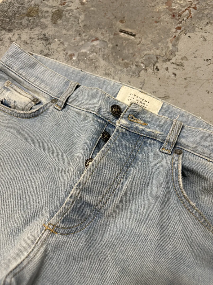 2000s Givenchy Blue Distressed Slim Denim Jeans - Image 11