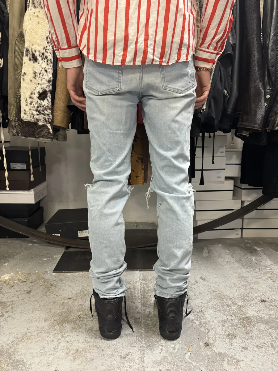 2000s Givenchy Blue Distressed Slim Denim Jeans - Image 5