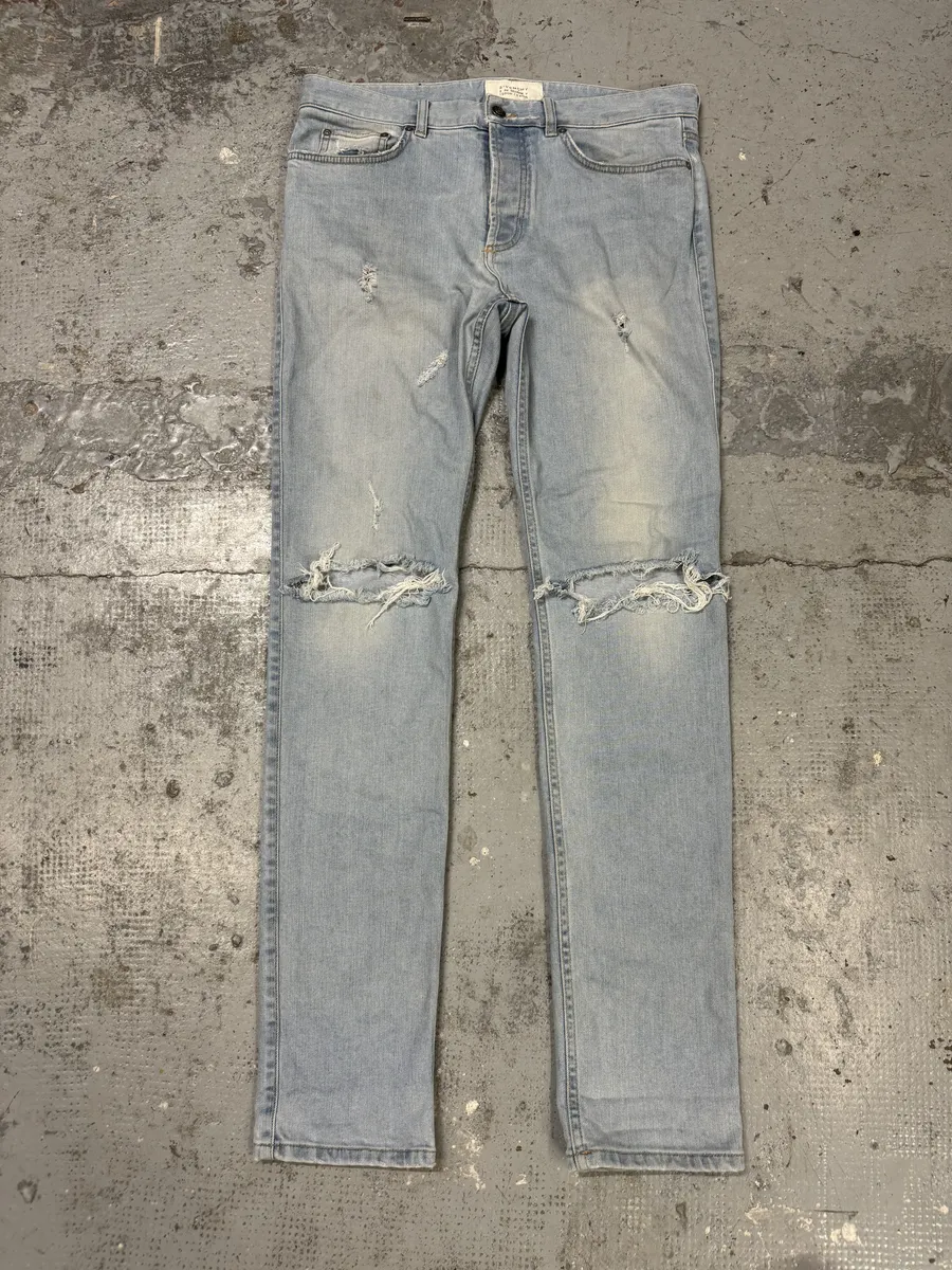 2000s Givenchy Blue Distressed Slim Denim Jeans - Image 8