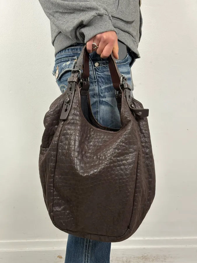 2000s Givenchy Hobo Brown Grained Handle Bag - Image 3