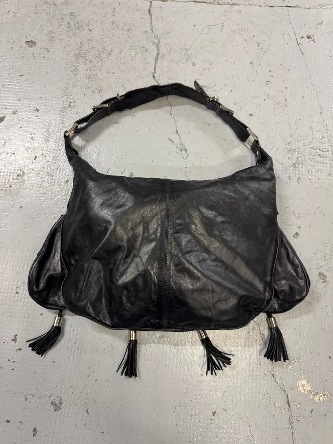 2000s Givenchy Pumpink Black Leather Multi-Pocket Bag - Image 4