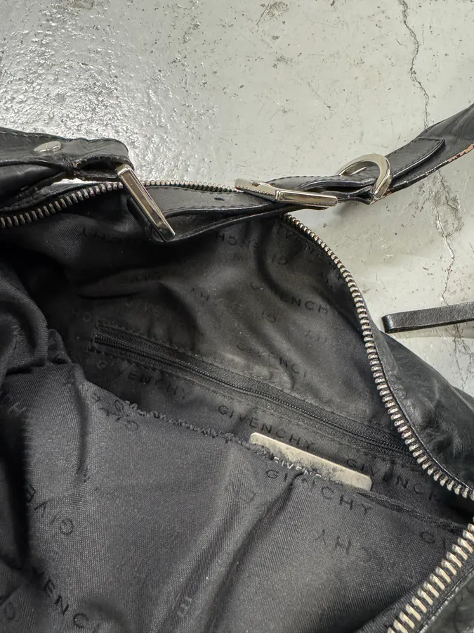 2000s Givenchy Pumpink Black Leather Multi-Pocket Bag - Image 7