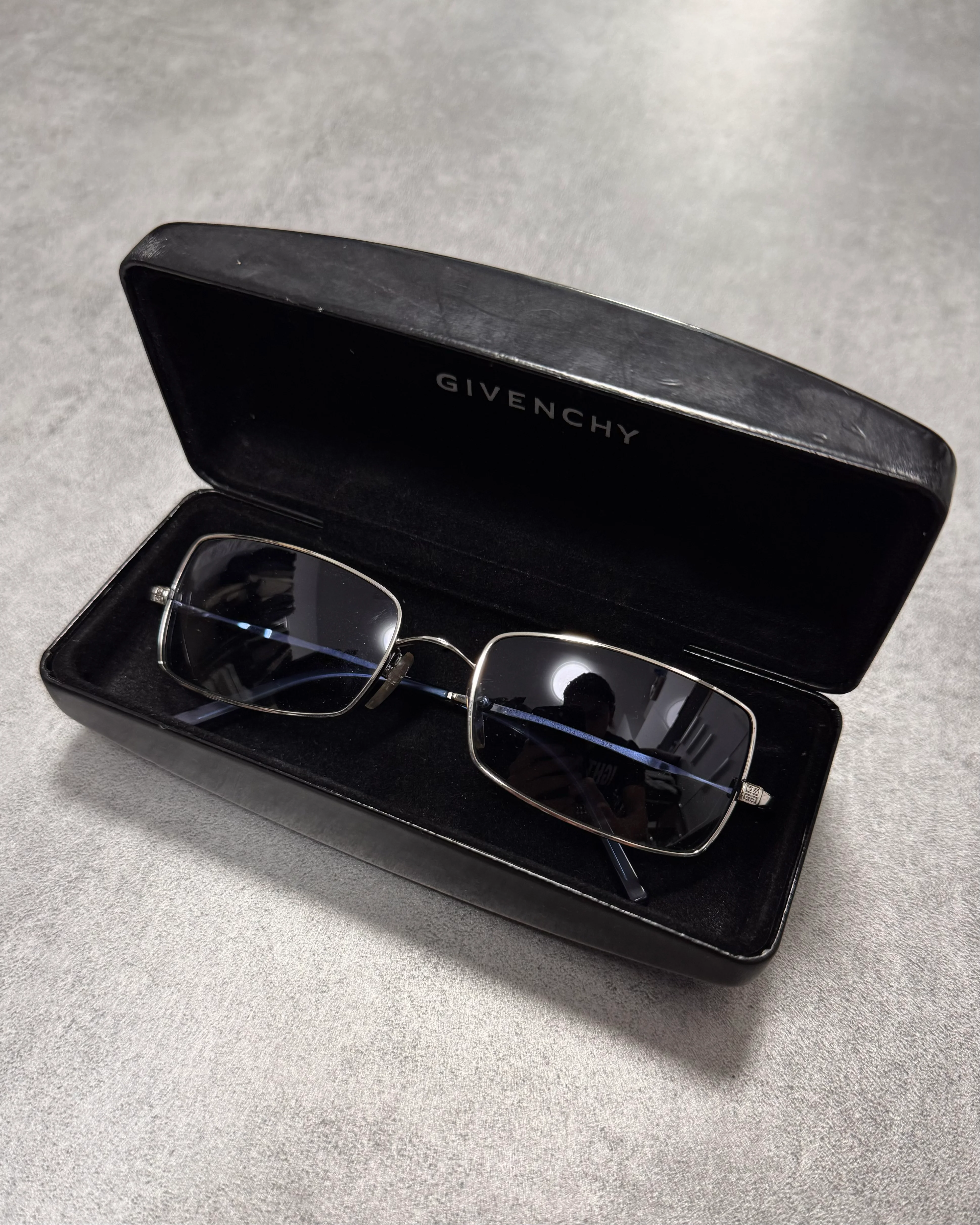 2000s Givenchy Soft Blue Rectangle Sunglasses - Image 2