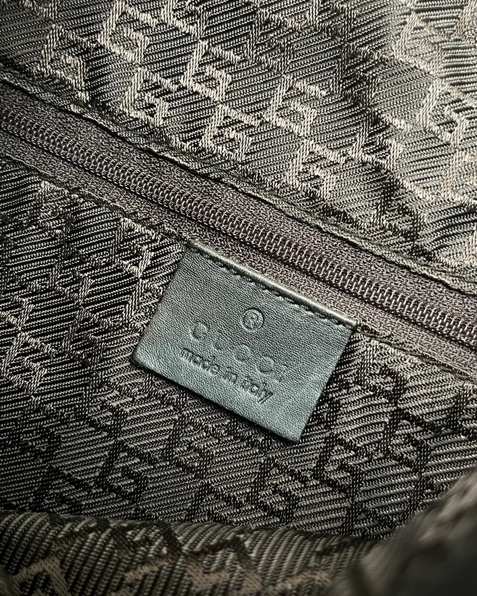 2000s Gucci Bamboo Handle Beige Pony Hair Black Leather Bag - Image 11