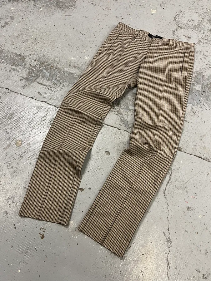 2000s Gucci Beige Classy Checkered Tailored Pants - Image 5