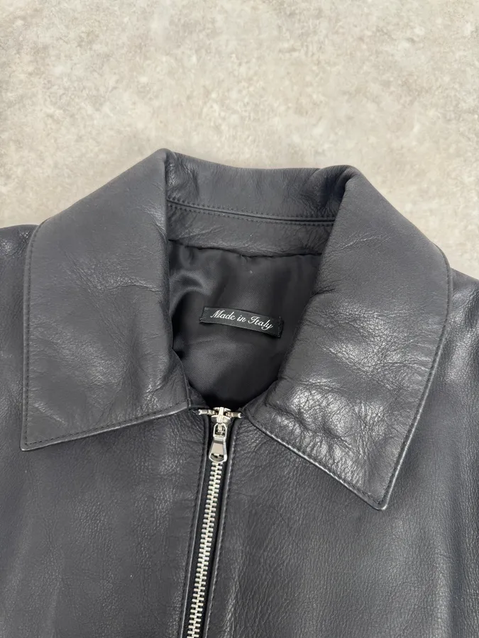 2000s Gucci Biker Black Leather Jacket - Image 5