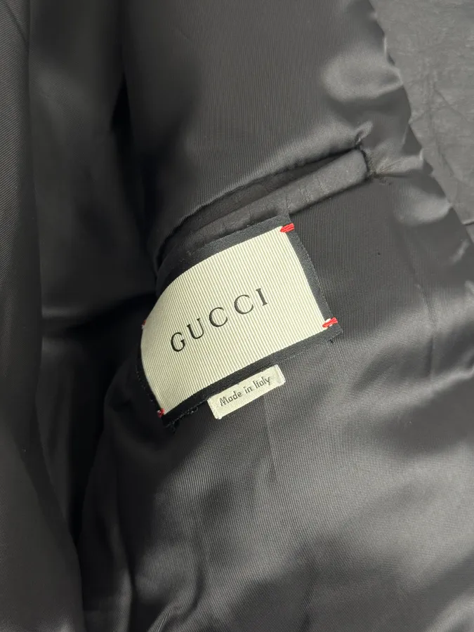 2000s Gucci Biker Black Leather Jacket - Image 9