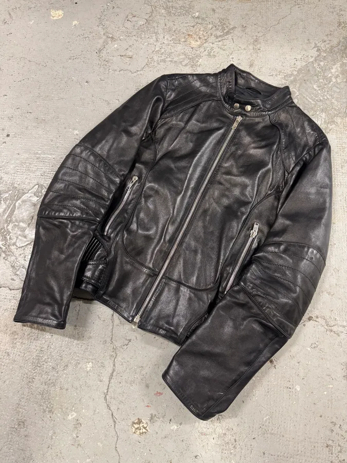 2000s Gucci Biker Black Leather Jacket - Image 2