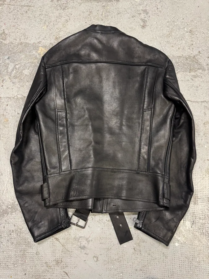 2000s Gucci Black Asymmetrical Leather Biker Jacket - Image 9