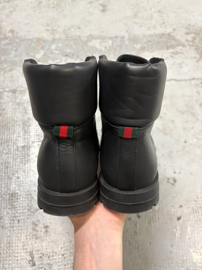 2000s Gucci Black Lace-Up Combat Leather Boots - Image 7