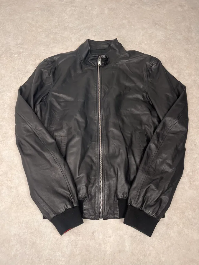 2000s Gucci Black Leather Biker Jacket by Tom Ford - Image 4