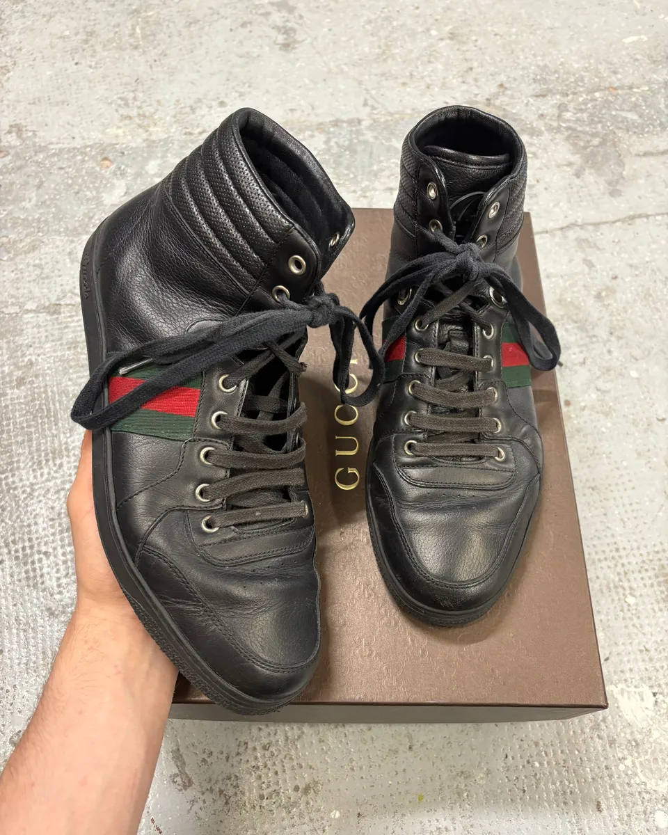 2000s Gucci Black Leather High Shoes